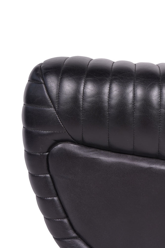 Traditional Charcoal Leather Occasional Chair