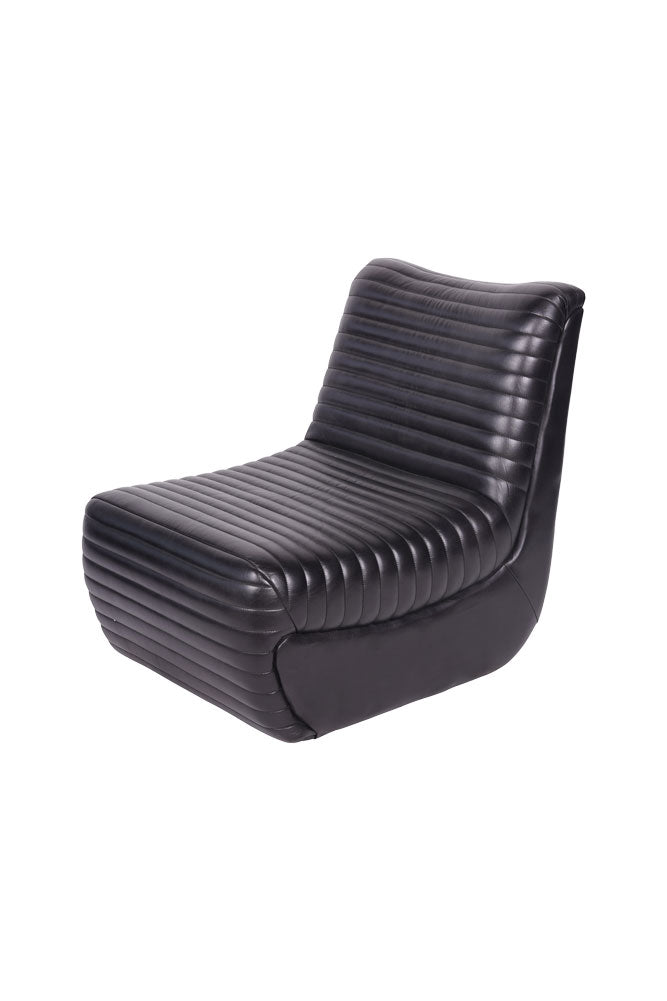 Traditional Charcoal Leather Occasional Chair