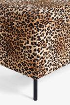 Velvet Leopard Print Ottoman Storage Bench