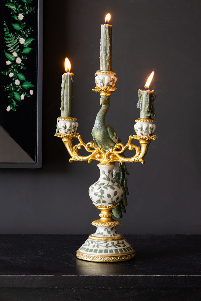 Vintage Gold Peacock Candlestick Holder