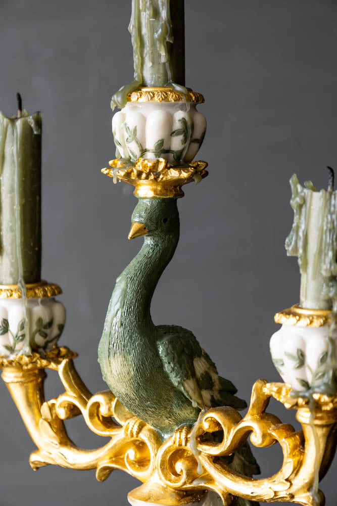 Vintage Gold Peacock Candlestick Holder