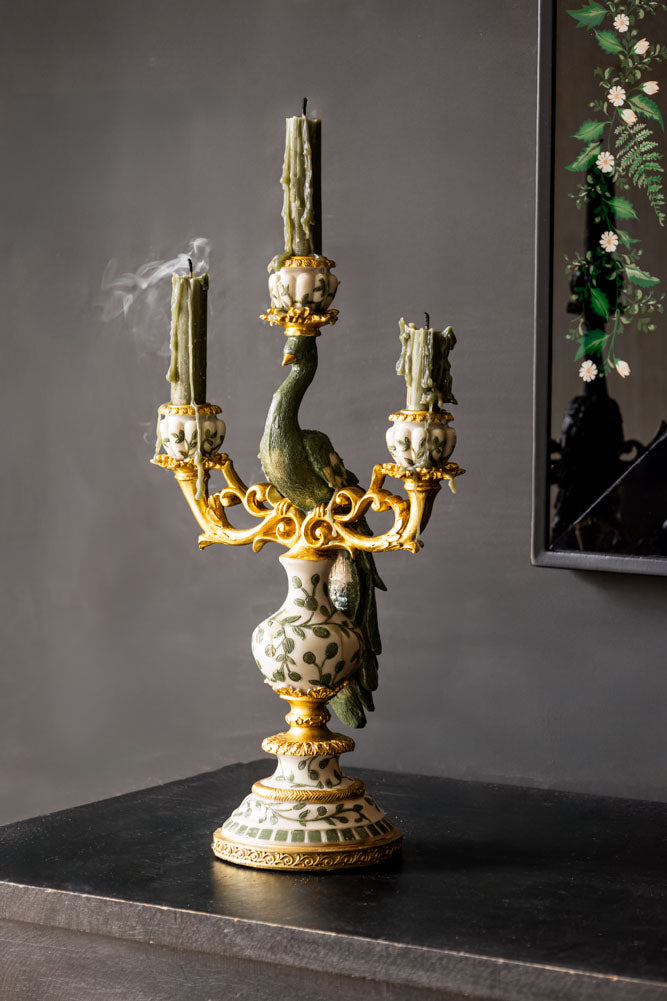 Vintage Gold Peacock Candlestick Holder