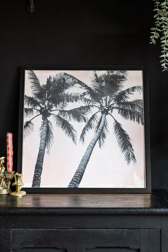 Vintage Pink Palms 50cm x 50cm Art Print - Available in 4 Options