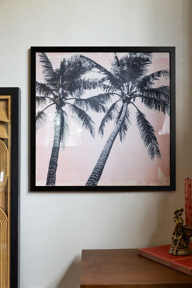 Vintage Pink Palms 50cm x 50cm Art Print - Available in 4 Options