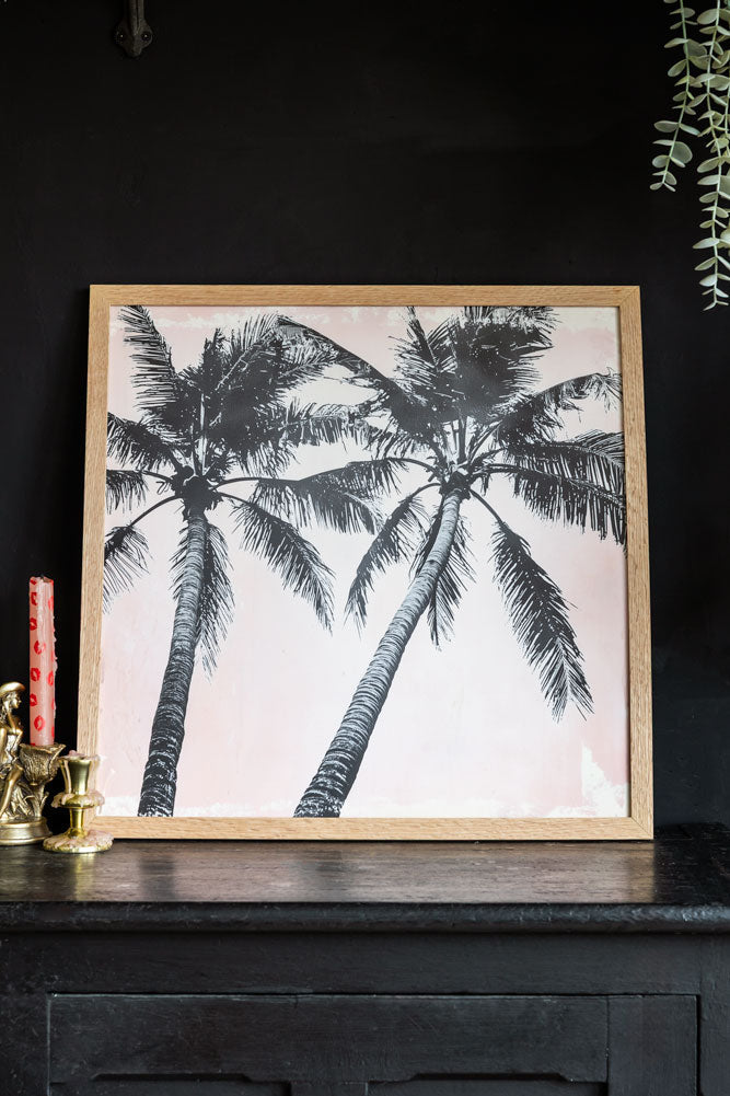 Vintage Pink Palms 50cm x 50cm Art Print - Available in 4 Options