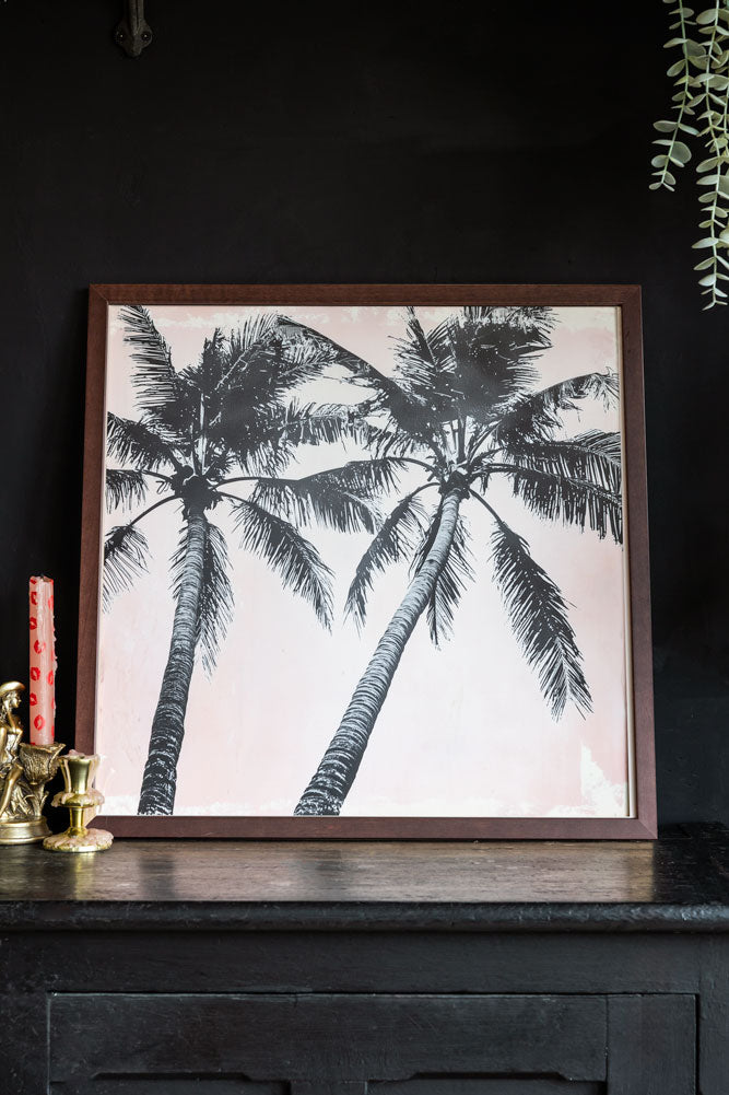 Vintage Pink Palms 50cm x 50cm Art Print - Available in 4 Options