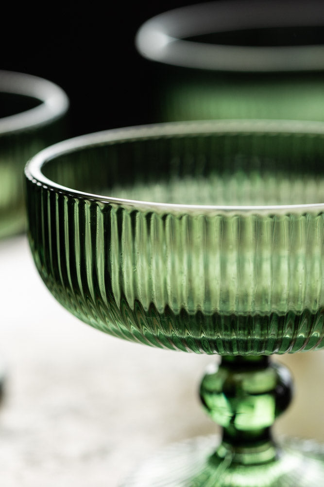 Vintage Style Champagne Glass - Green