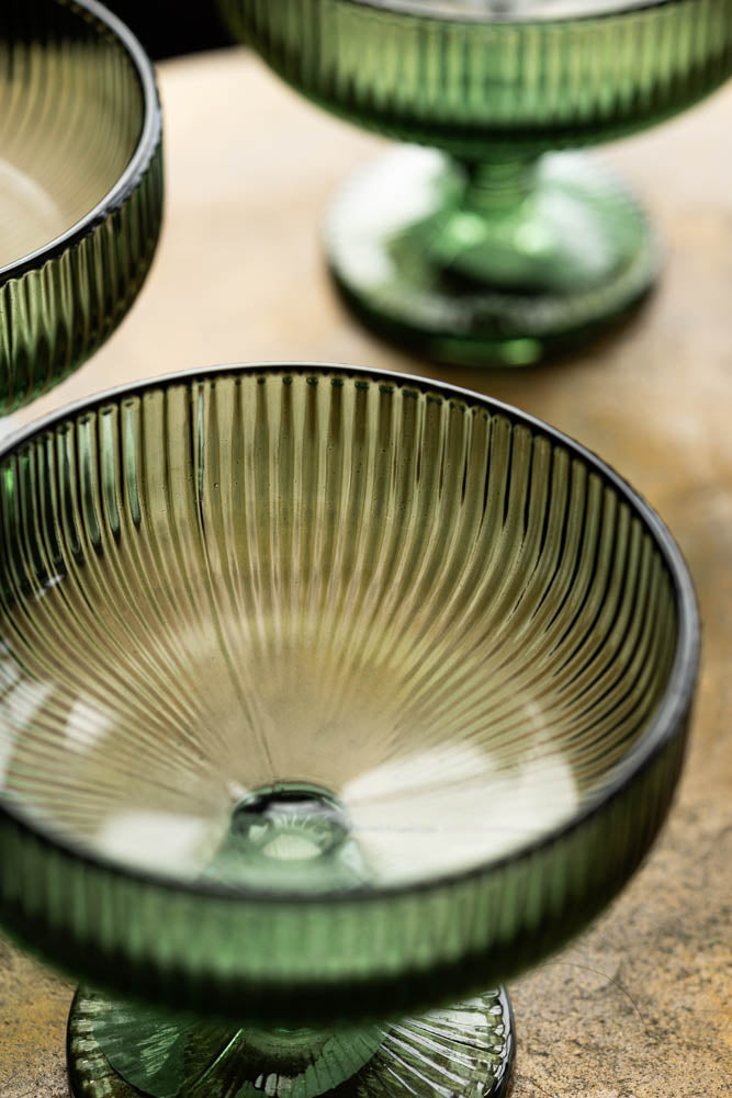 Vintage Style Champagne Glass - Green