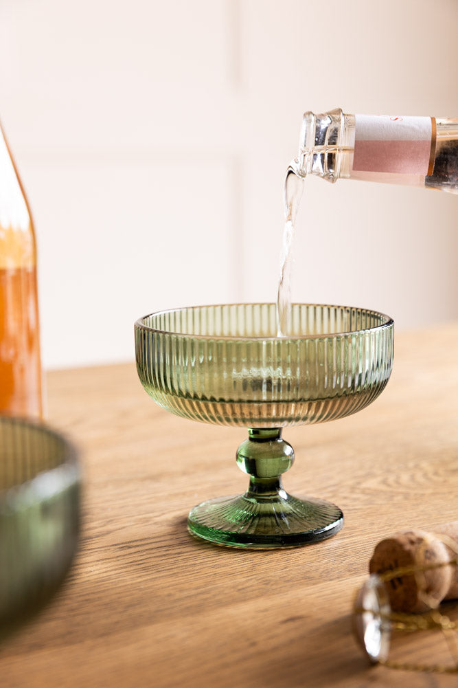 Vintage Style Champagne Glass - Green