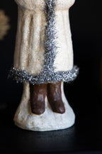 Vintage-Style Santa Ornament in Cream & Silver