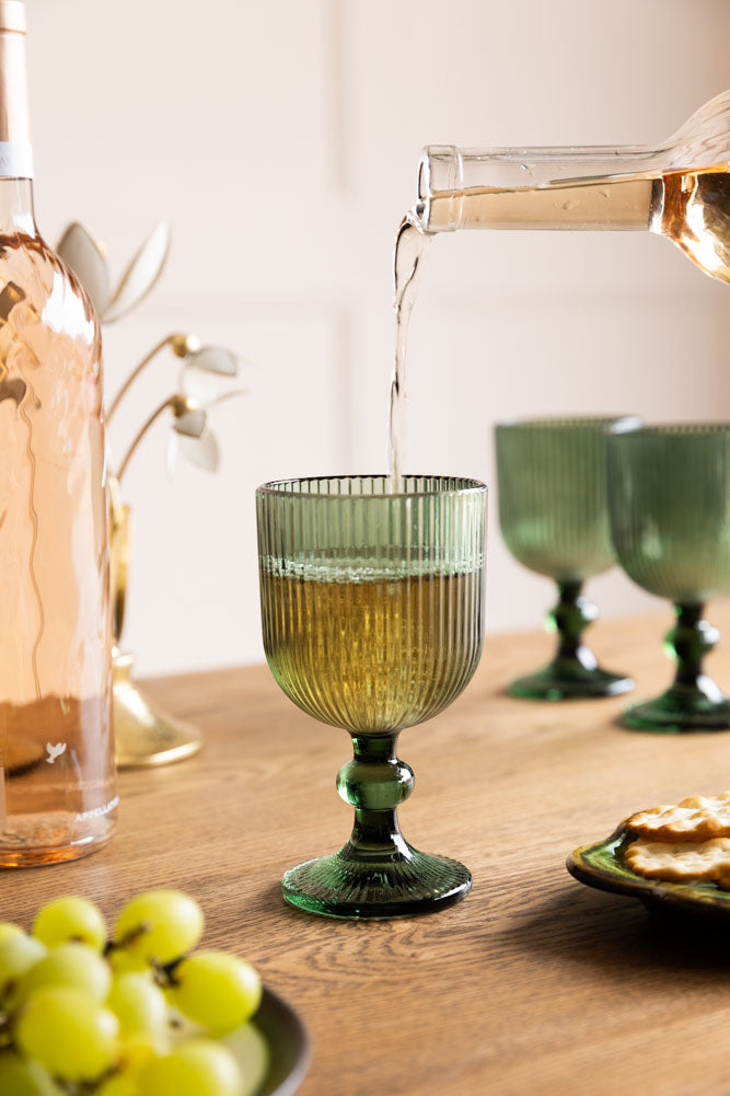 Vintage Style White Wine Glass - Green