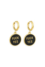 Waterproof Fuck Yes Gold Charm Earrings