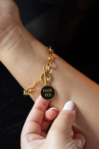 Waterproof Gold Fuck Yes Charm Bracelet