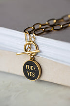 Waterproof Gold Fuck Yes Charm Bracelet