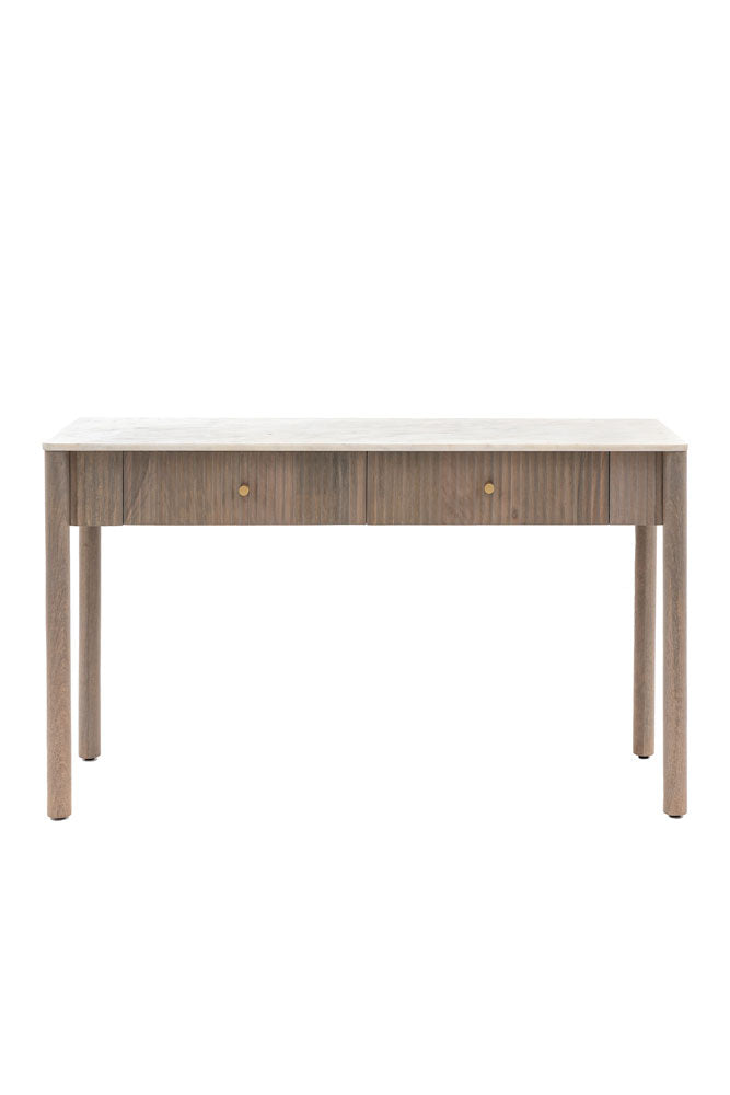 White Marble 2-Drawer Console Table