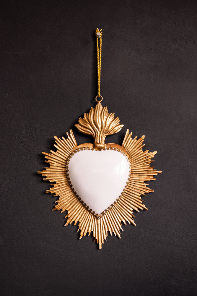 White Milagro Heart Wall Hanging Decoration