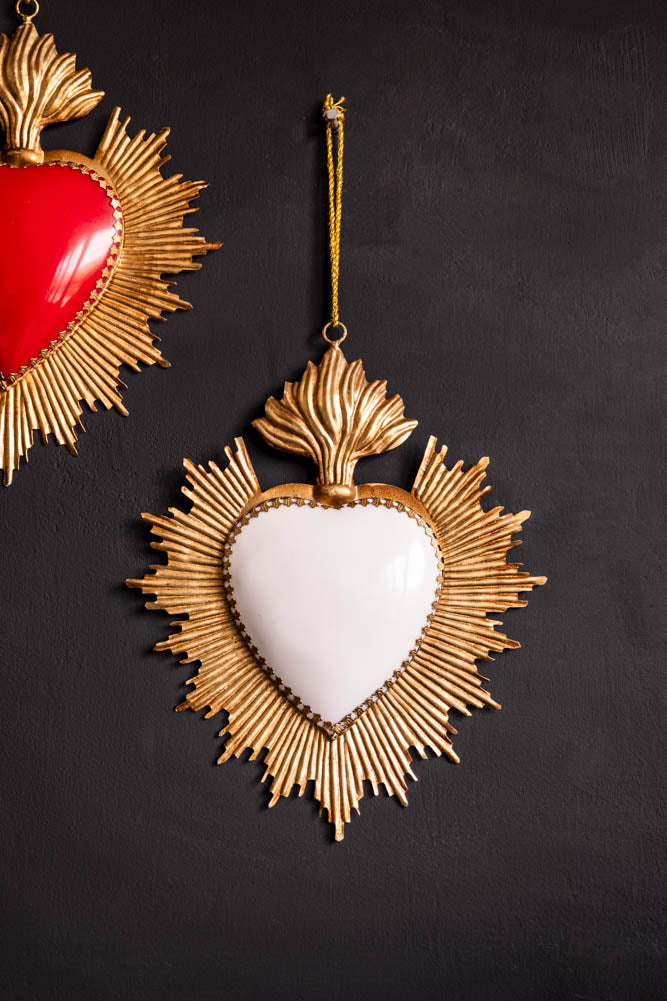 White Milagro Heart Wall Hanging Decoration