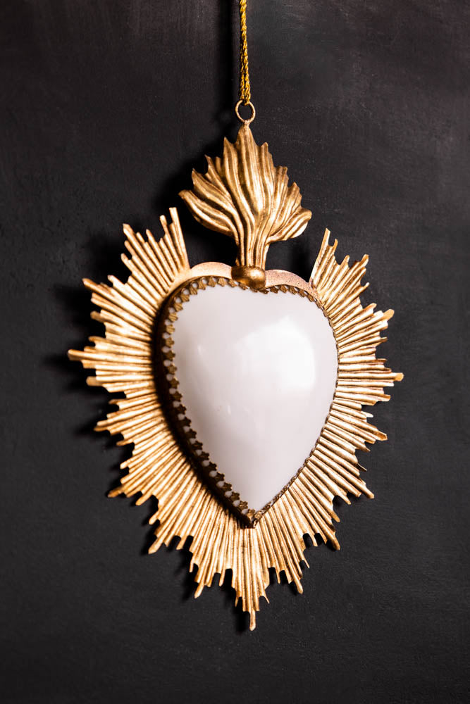 White Milagro Heart Wall Hanging Decoration