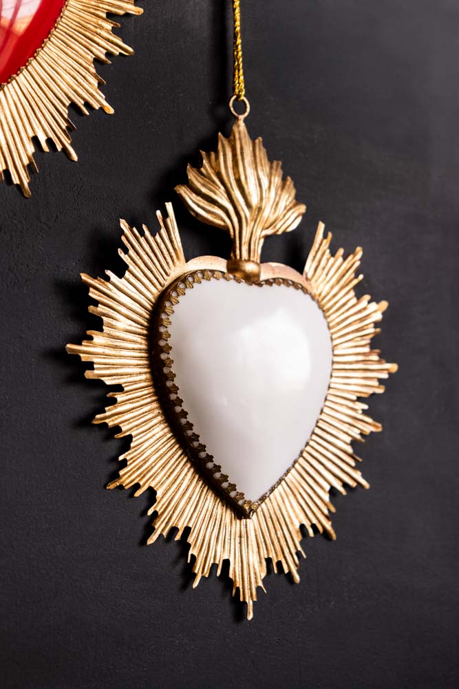 White Milagro Heart Wall Hanging Decoration