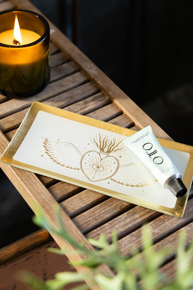 White & Gold Milagro Heart Trinket Tray