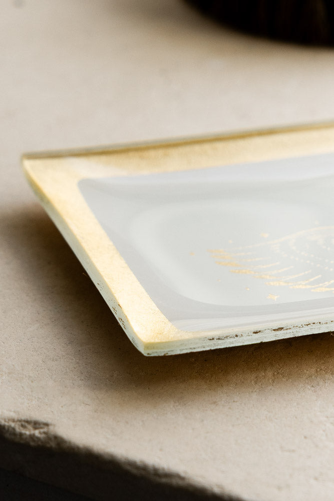 White & Gold Milagro Heart Trinket Tray