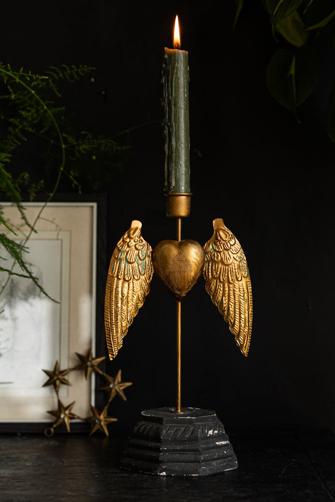 Winged Milagro Heart Candle Holder