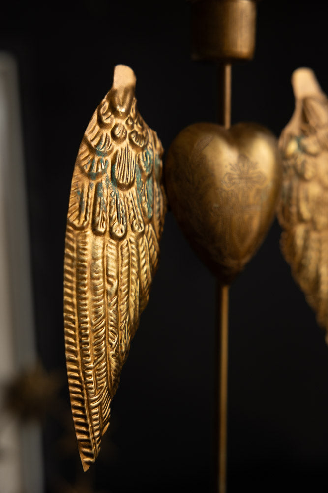 Winged Milagro Heart Candle Holder