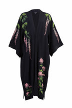 Wisteria & Chrysanthemums Black Kimono - Available in 2 Lengths