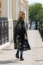 Wisteria & Chrysanthemums Black Kimono - Available in 2 Lengths