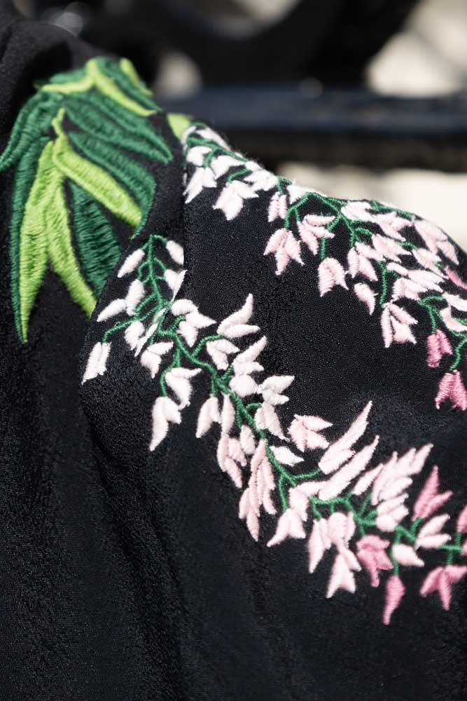 Wisteria & Chrysanthemums Black Kimono - Available in 2 Lengths