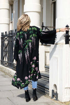 Wisteria & Chrysanthemums Black Kimono - Available in 2 Lengths