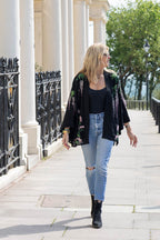 Wisteria & Chrysanthemums Black Kimono - Available in 2 Lengths