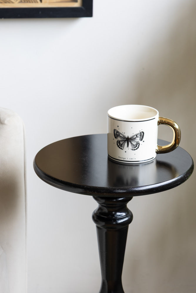 Wood Turned Black Side Table