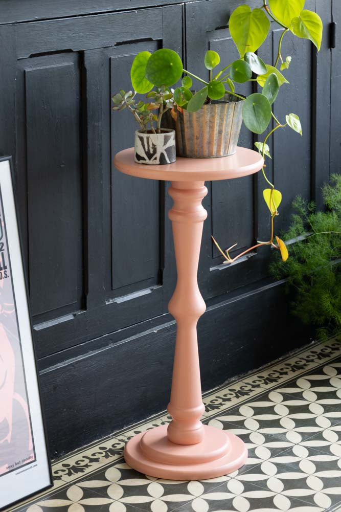 Wood Turned Pink Side Table