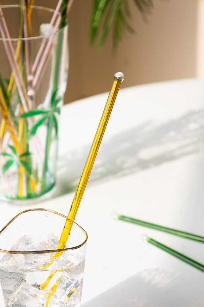 Yellow Glass Cocktail Stirrer