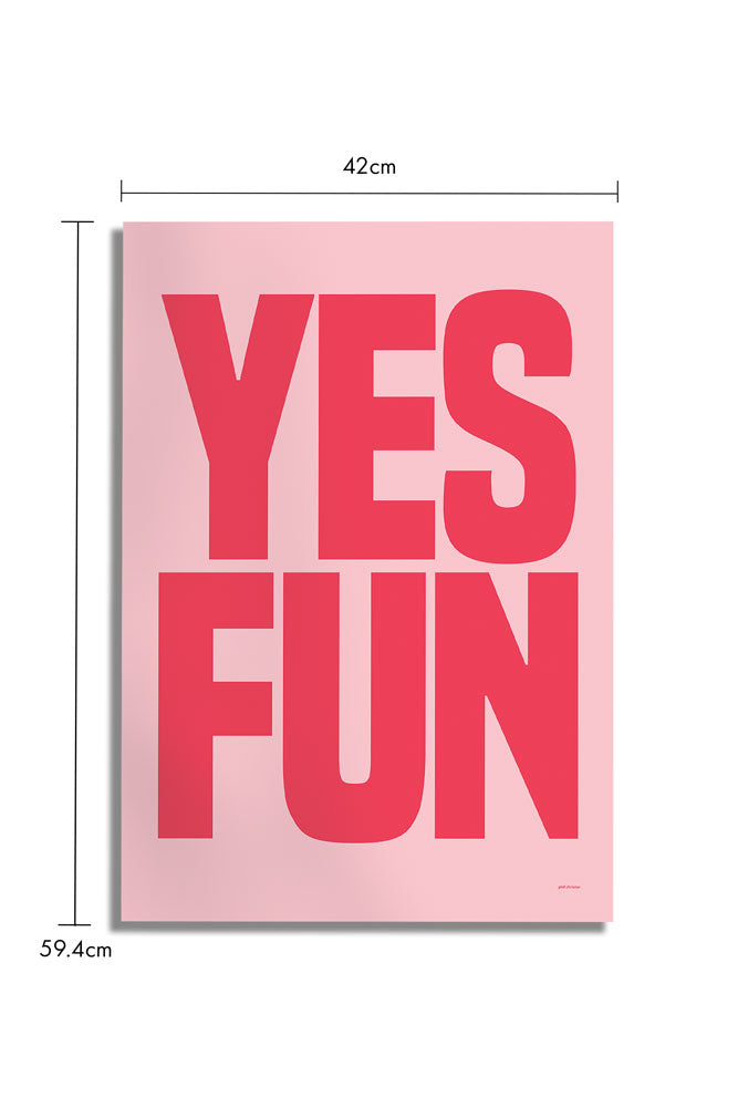 Yes Fun Pink & Red Art Print - Unframed