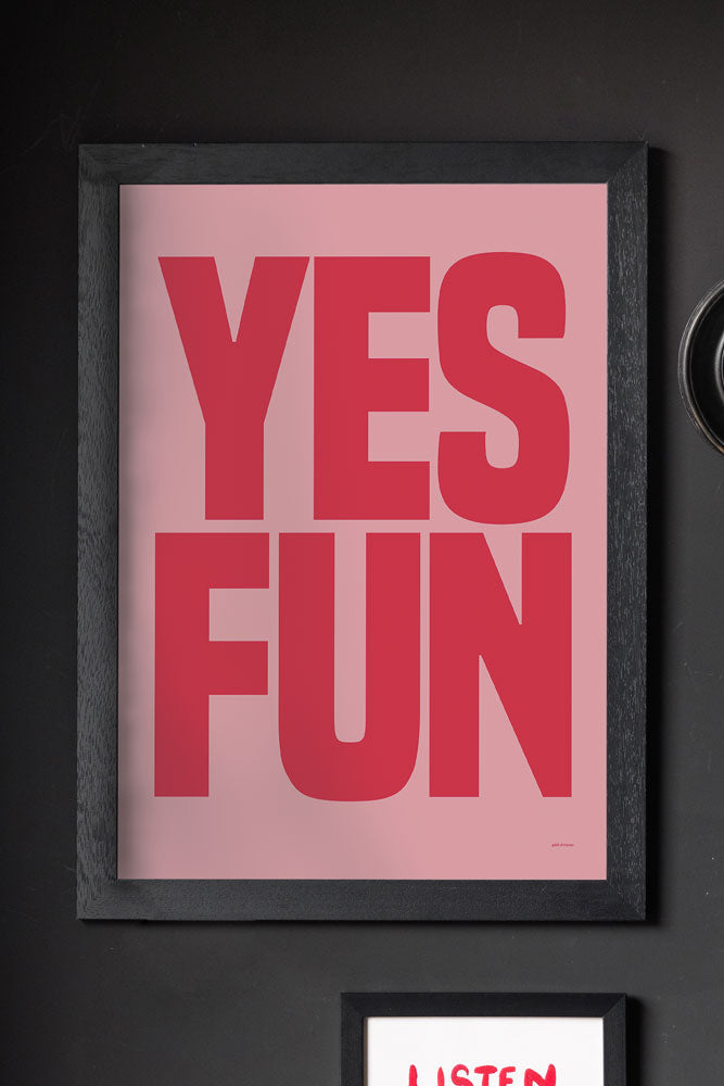 Yes Fun Pink & Red Art Print - Unframed