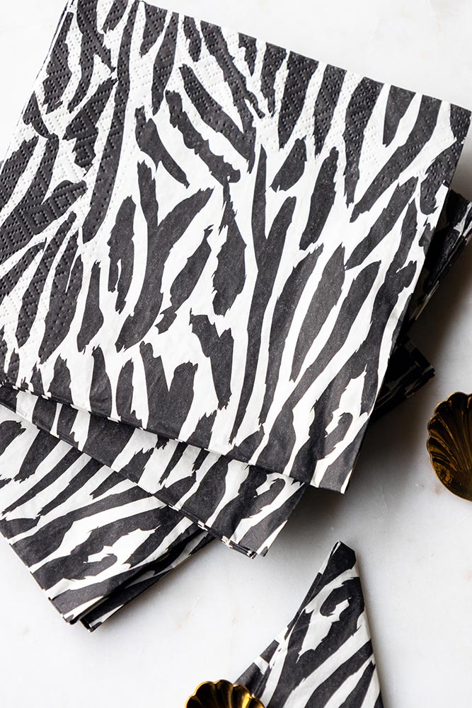 Zebra Print Napkins - Pack Of 20