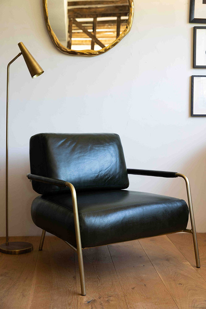 Dark Green Leather Club Chair