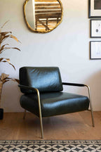 Dark Green Leather Club Chair
