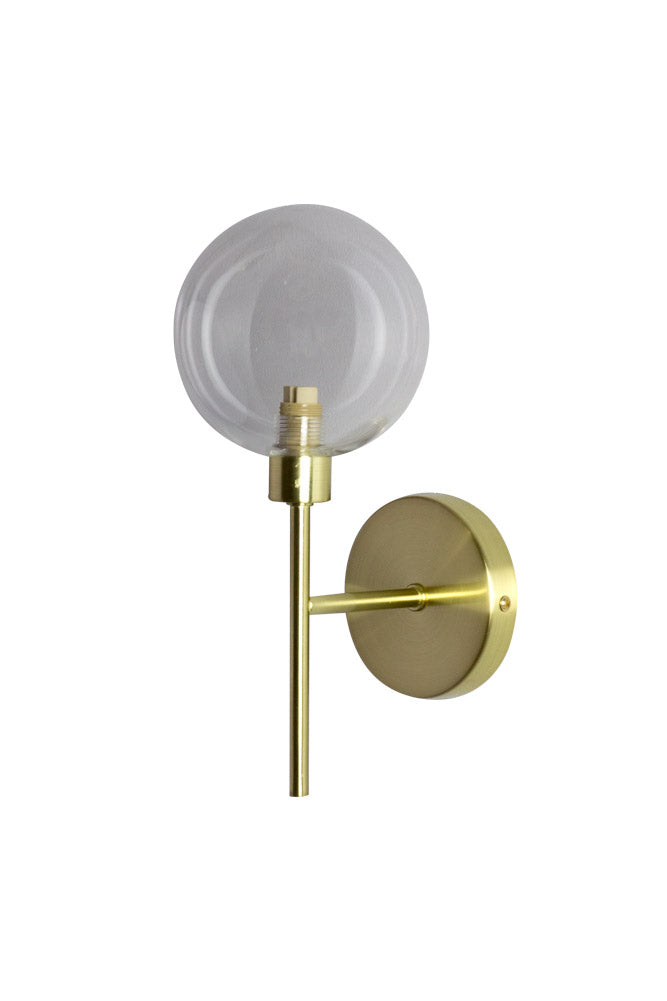 Glass Globe & Brass Wall Light