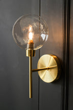 Glass Globe & Brass Wall Light
