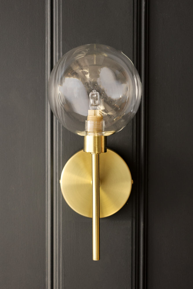 Glass Globe & Brass Wall Light