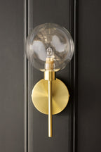 Glass Globe & Brass Wall Light