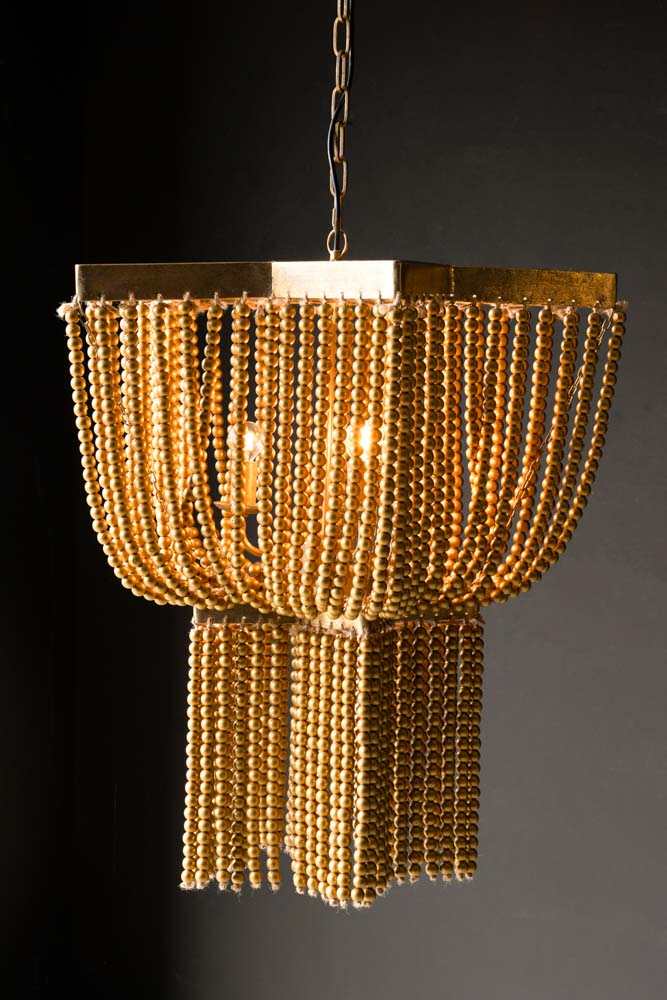 Gold Star Shaped Beaded Statement Chandelier Light