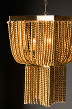 Gold Star Shaped Beaded Statement Chandelier Light