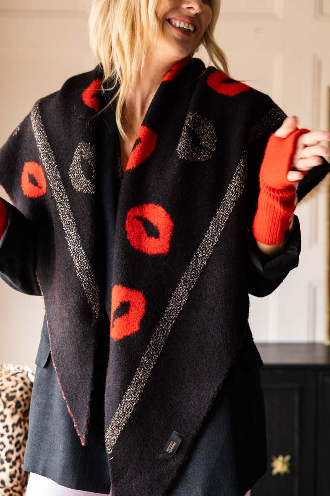 Red Printed Lips Scarf