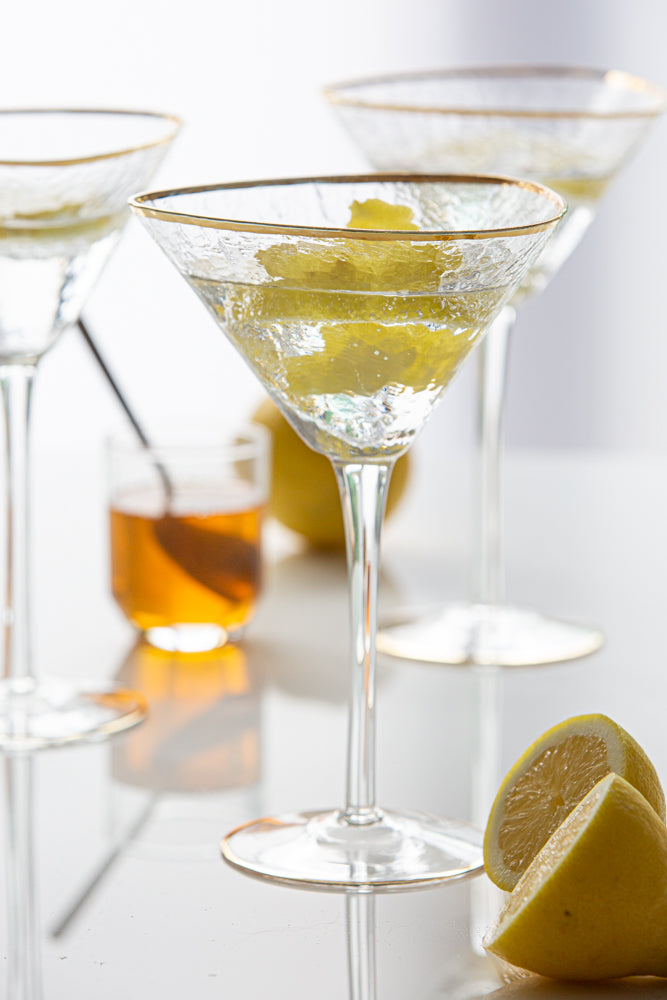 Organic Cocktail Glass With Gold Rim