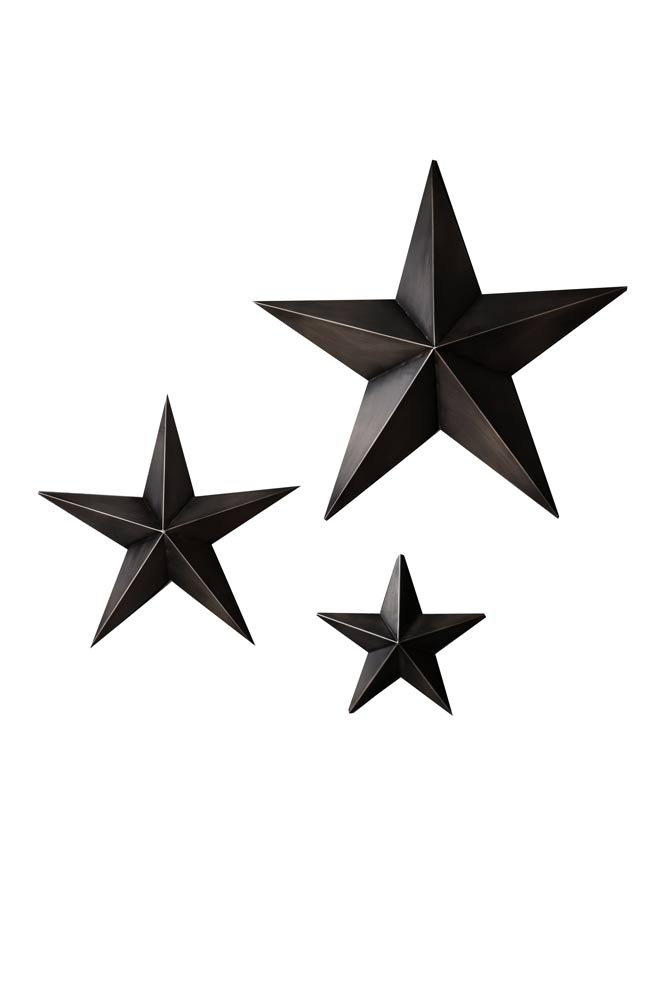 Set Of 3 Black Metal Stars - SECONDS