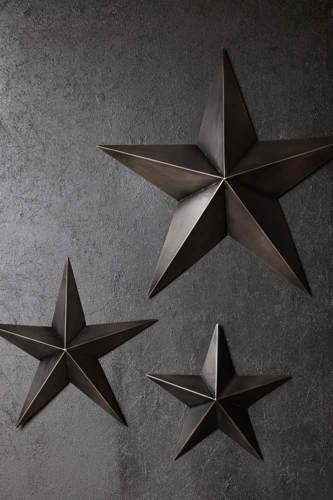 Set Of 3 Black Metal Stars - SECONDS